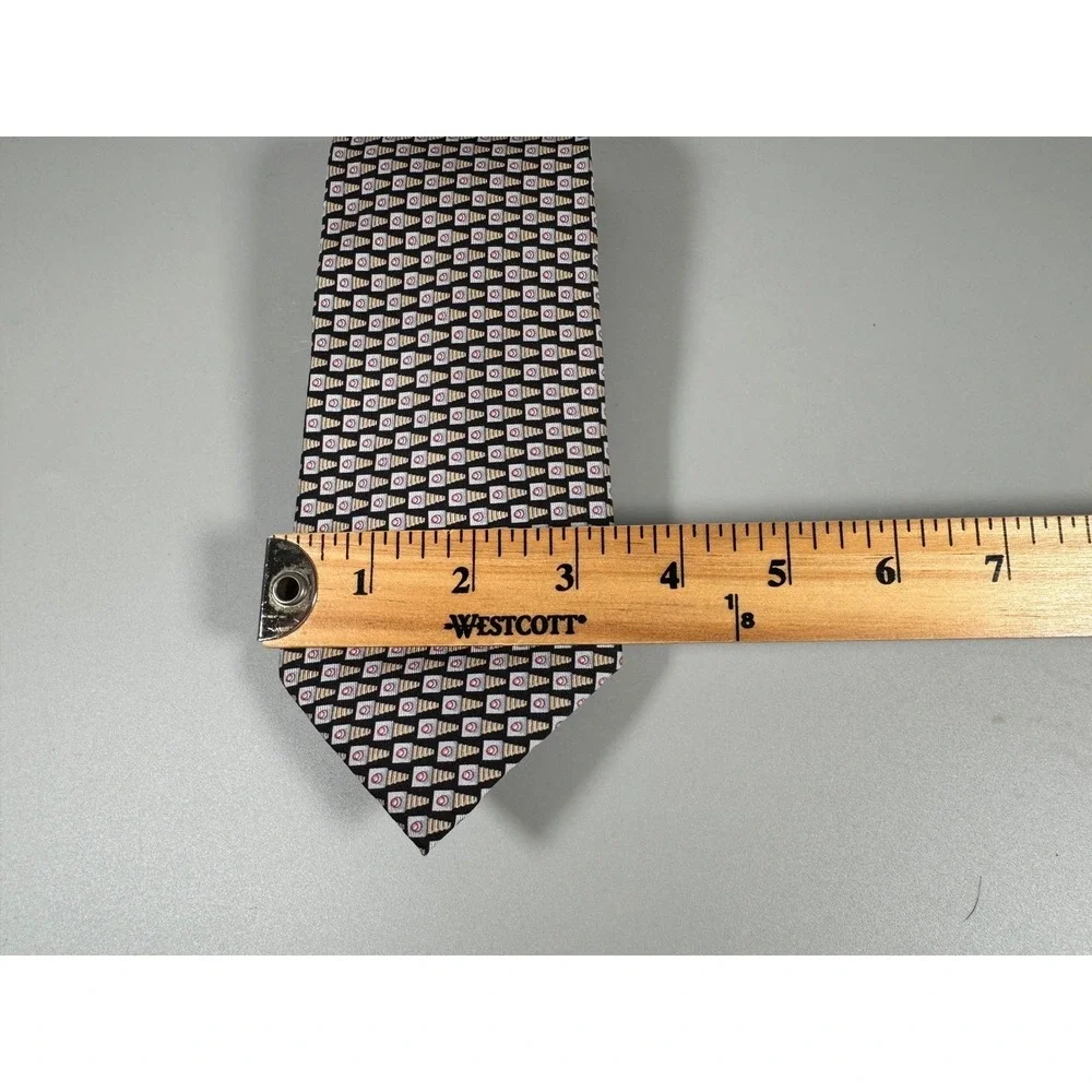 Salvatore Ferragamo Mens Silk Tie Black‎ Geometric Made in Italy